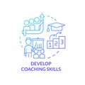 Develop coaching skills blue gradient concept icon