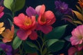 Develop a collection of AI-generated floral designs set against a rich and colorful backdrop