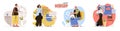 Develop concept scenes set. Developers coding, programs development, testing software, optimization applications. Collection of Royalty Free Stock Photo