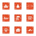 Develop a house icons set, grunge style Royalty Free Stock Photo