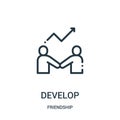 develop icon vector from friendship collection. Thin line develop outline icon vector illustration. Linear symbol for use on web