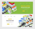 Developed infrastructure - set of modern colorful isometric web banners Royalty Free Stock Photo