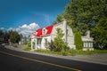 Typical Quebc Mansard roof house in Saint Geneveve  Quebec Royalty Free Stock Photo