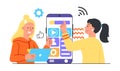 Developer build mobile app, work on user interface Royalty Free Stock Photo
