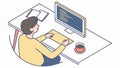 Developer Coding at a Computer Desk Isometric View. Tech vector design Generative AI Royalty Free Stock Photo
