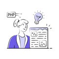 Developer coding creatively with PHP and lightbulb innovation concepts. Royalty Free Stock Photo
