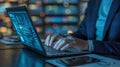 Developer coding on laptop computer software development cybersecurity data analysis programming technology concept Royalty Free Stock Photo
