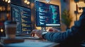 The developer coding software.AI generated image Royalty Free Stock Photo
