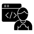 Developer with Coding Symbols and Cloud Vector Graphic for Tech Applications