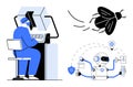 Developer Debugging Software Bug with Automated Robot Multitasking Tools Royalty Free Stock Photo