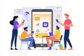 A developer and designer engage in a team discussion focused on enhancing user interface and user experience for a