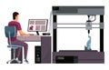 Developer and Engineer using 3d Printer for Creating Model in Laboratory. Modeling Printing Progress, Additive