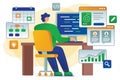 Developer flat vector illustration shows a developer - software