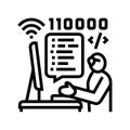 developer freelance line icon vector illustration