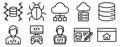 Developer Icon Set Line Style Collection representing coding software creation and technical skills suitable for programming Royalty Free Stock Photo