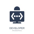 Developer icon. Trendy flat vector Developer icon on white background from Programming collection
