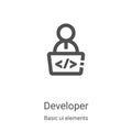 developer icon vector from basic ui elements collection. Thin line developer outline icon vector illustration. Linear symbol for