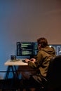IT developer mining cryptocurrency on PC at home Royalty Free Stock Photo