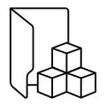Developer program folder thin line icon, neural network concept. Vector graphics. Database storage, data training sign Royalty Free Stock Photo