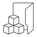 Developer program folder thin line icon, neural network concept. Vector graphics. Database storage, data training sign Royalty Free Stock Photo