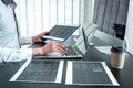 Developer programmer working on coding program software computer in office, Writing website and development database technology Royalty Free Stock Photo