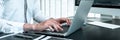 Developer programmer working on coding program software computer in office, Writing website and development database technology Royalty Free Stock Photo