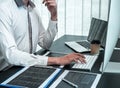 Developer programmer working on coding program software computer in office, Writing website and development database technology Royalty Free Stock Photo