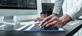 Developer programmer working on coding program software computer in office, Writing website and development database technology Royalty Free Stock Photo