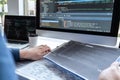 Developer programmer working on project in software development computer in IT company office, Writing codes and data code website Royalty Free Stock Photo