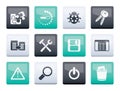 Developer, programming and application icons over color background Royalty Free Stock Photo
