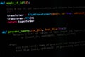 Developer software source code on monitor screen. writing script of software developer. program coding. programmer editing code Royalty Free Stock Photo