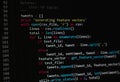Developer software source code on monitor screen. writing script of software developer. program coding. programmer editing code
