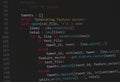 Developer software source code on monitor screen. writing script of software developer. program coding. programmer editing code Royalty Free Stock Photo