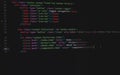 Developer software source code on monitor screen. writing script of software developer. program coding. programmer editing code Royalty Free Stock Photo