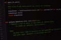 Developer software source code on monitor screen. writing script of software developer. program coding. programmer editing code