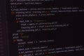 Developer software source code on monitor screen. writing script of software developer. program coding. programmer editing code Royalty Free Stock Photo