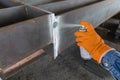 Developer spray into the welded with process Penetrant TestingPT