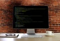 Developer Team Working Laptop Computer Mobile Application Softwareand Web Design Online Technology Content script to display Royalty Free Stock Photo