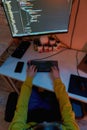 IT developer type and program script on computer Royalty Free Stock Photo