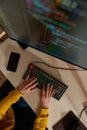 IT developer typing code on computer at home Royalty Free Stock Photo