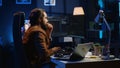 Developer typing code in home office to develop software application Royalty Free Stock Photo