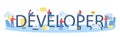 Developer typographic header. Modern technology and smartphone Royalty Free Stock Photo