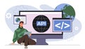 Developer using API coding interface. Vector illustration Royalty Free Stock Photo