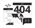 Developer website create black white error 404 flash message