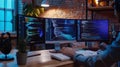 The coding workstation setup.AI generated image Royalty Free Stock Photo