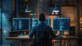 Developer at Workstation Coding. AI generated Royalty Free Stock Photo