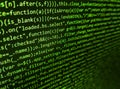 Developer working on program codes. Computer program preview. Data encryption security code on a computer display, close up. Web Royalty Free Stock Photo