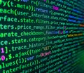 Developer working on source codes on computer at office. Coding programmer abstract background. Front-end applications in the Royalty Free Stock Photo