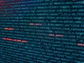 Developer working on source codes on computer at office. Data bits computer bits, shadow and dark vignette effect. Coding Royalty Free Stock Photo