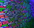 Developer working on source codes on computer at office. Displaying program code on computer. Python programming developer code Royalty Free Stock Photo